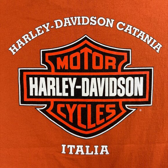 Vintage Harley Davidson T Shirt Mens Large Orange Eagle Catania Italia USA Y2K 1 - Picture 8 of 10